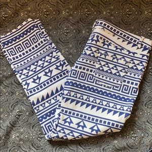 XTAREN Blue/White Geometric Pattern Slim Jeans